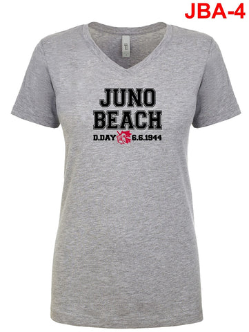 Juno Beach Ladies V Neck T Shirt - Heather Gray