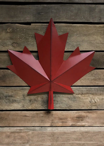 METAL RED MAPLE LEAF WALL DECOR (Multiple Sizes)