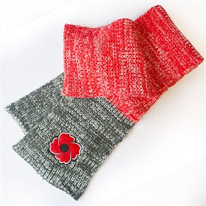 RED/GREY KNITTED POPPY SCARF