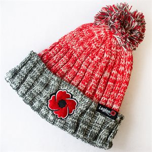 RED/GREY KNITTED POPPY TOQUE