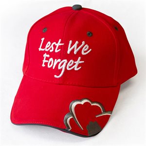 Baseball Cap - Lest We Forget (Red)